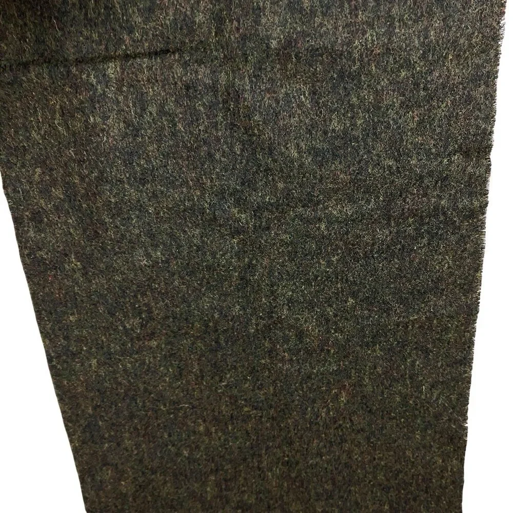 J Crew Moon‎ Scarf Mens Green Merino Wool Fringe Made England Tweed Luxury